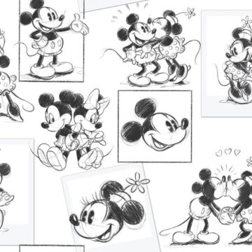 102712 Fekete-fehér Mickey egeres tapéta