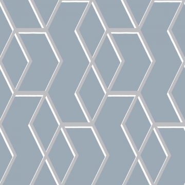 104733 Kék és ezüst színű tapéta geometriai mintával